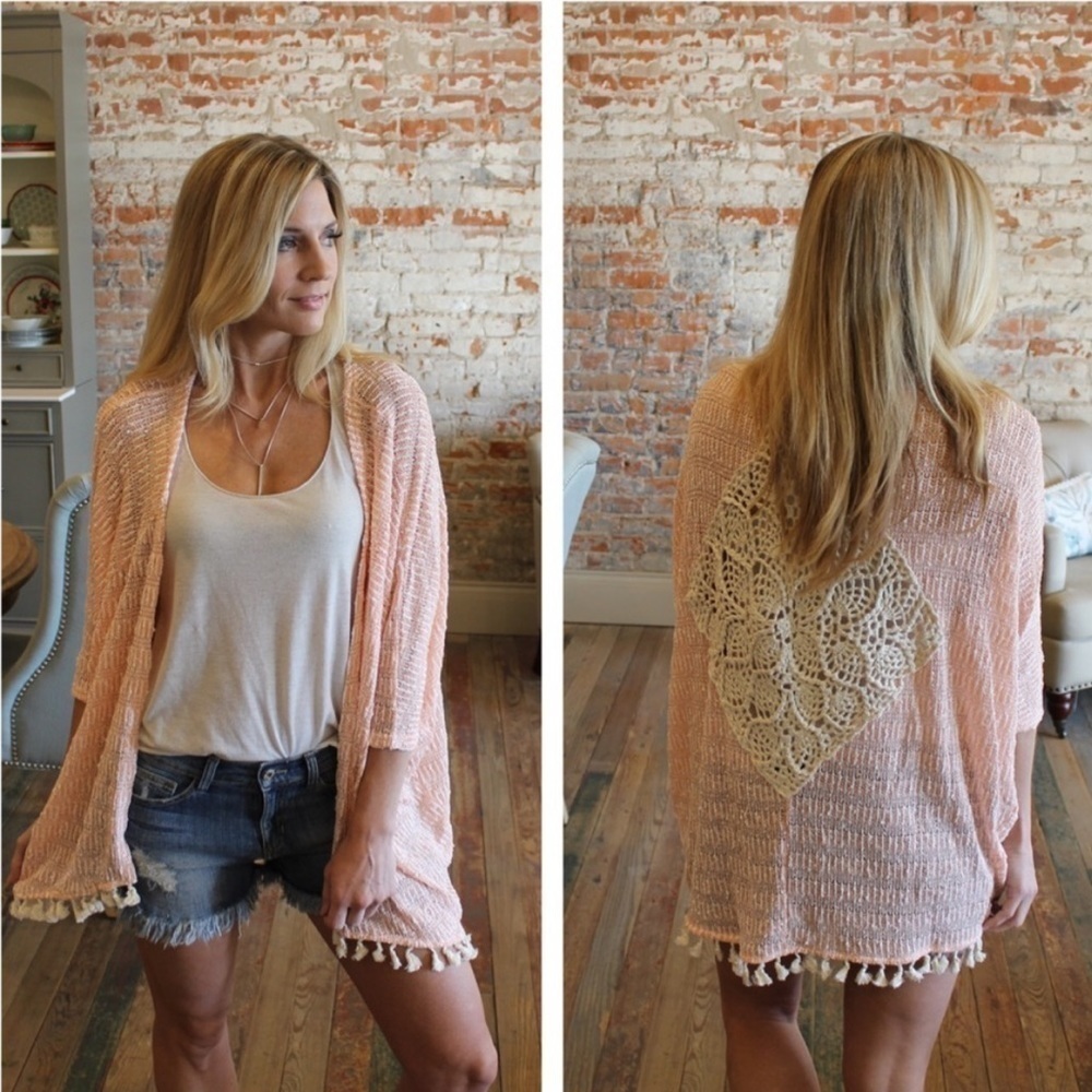 TASSEL knit crochet sweater Kimono